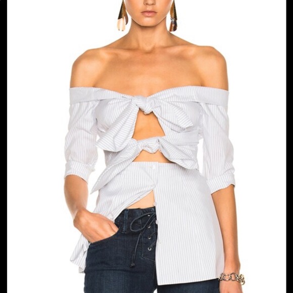 ISA ARFEN Stripped double knot off shoulder shirt - Picture 2 of 6